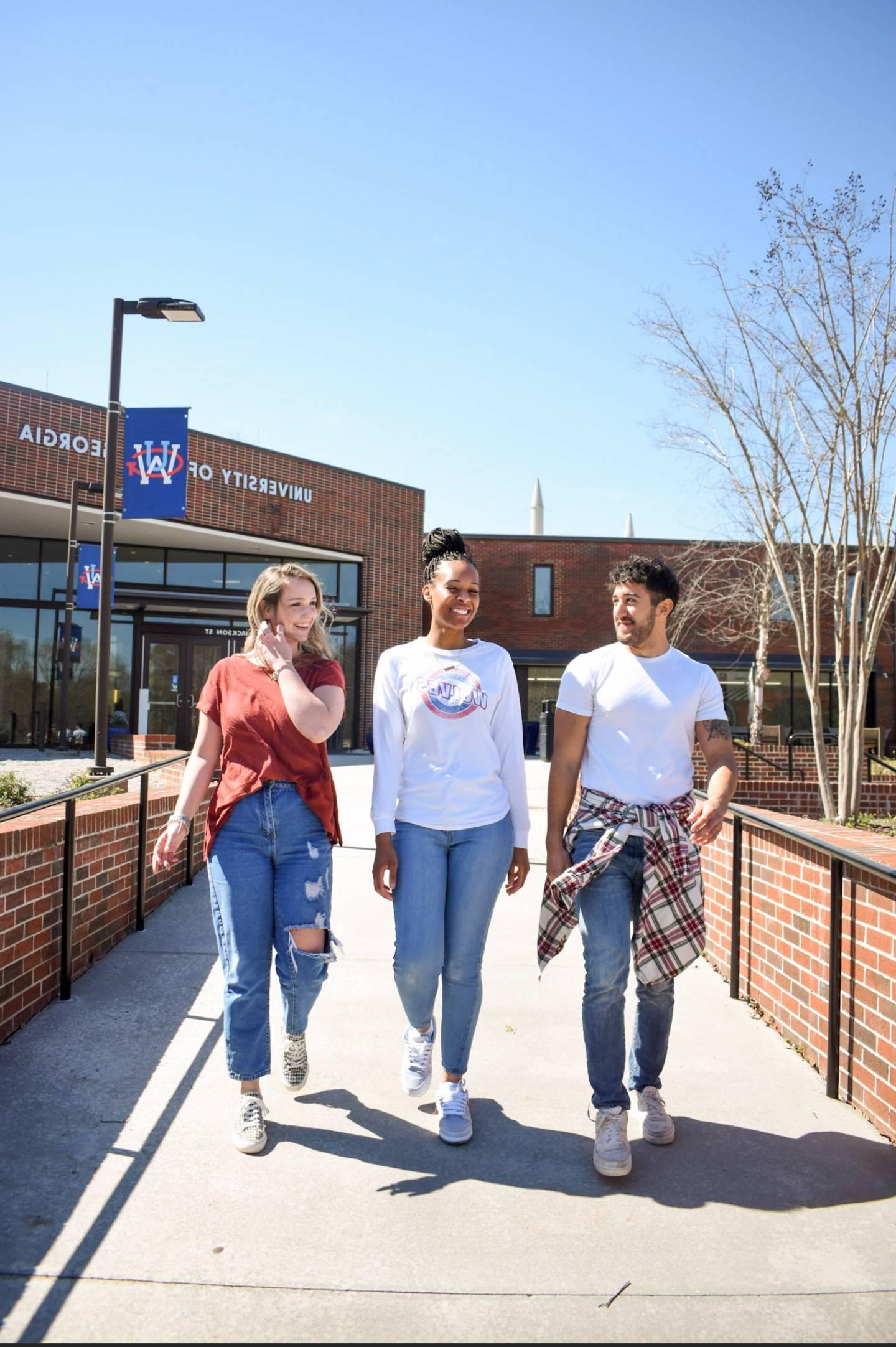 Student outside Newnan campus